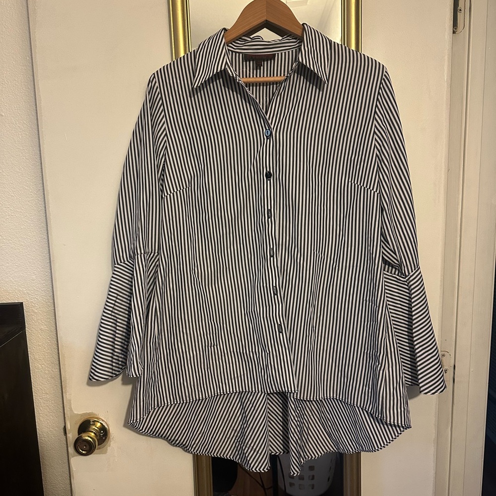 Striped Embroidered Women's Top